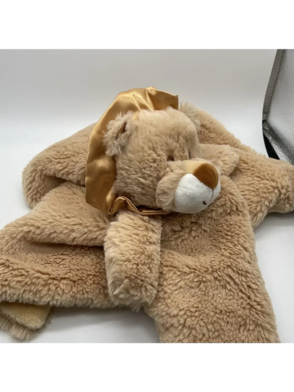 Kellytoy Tan Brown Stuffed Lion Lovey Security Blanket Rattle Satin Trim Plush